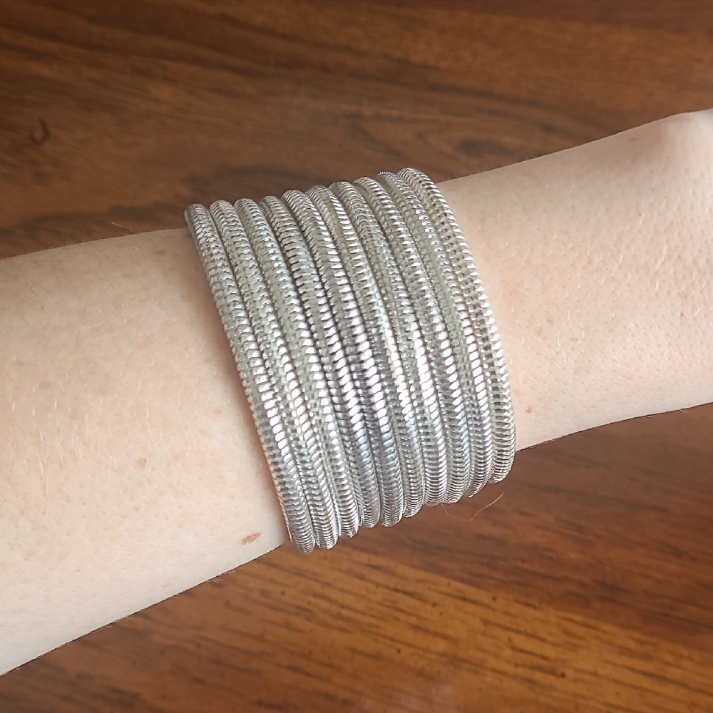 Magnetic Sleek Silver Multi-Strand Bracelet Y2K